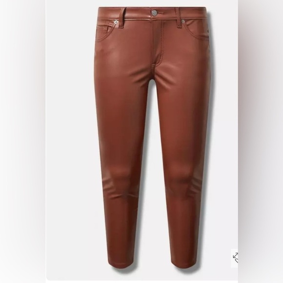 NWT Torrid Perfect Skinny Faux Leather High Rise Pants, Brown,  Size 14 Short R3 - Picture 5 of 13